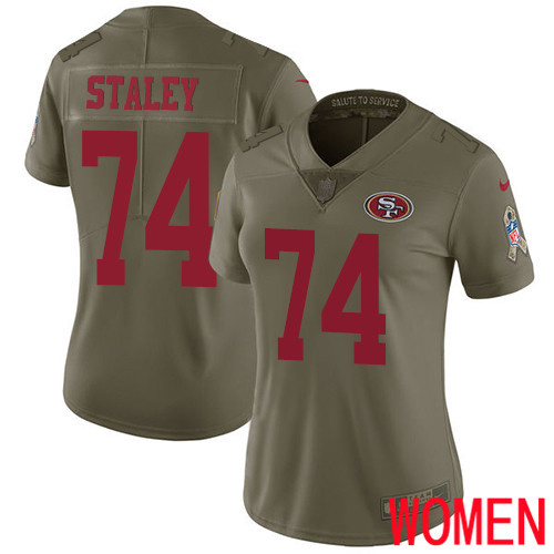 San Francisco 49ers Limited Olive Women Joe Staley NFL Jersey #74 2017 Salute to Service